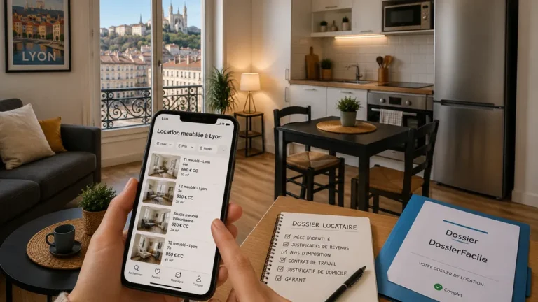 Recherche d’une location meublée à Lyon avec dossier locataire prêt dans un appartement moderne